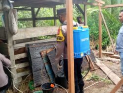Personil Polsek Kota Simeulue Timur Gencar Laksanakan  Penyemprotan Disinfektan di Kandang Hewan Ternak