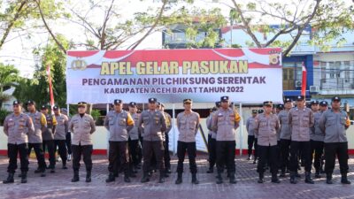 pel pasukan pergeseran personel dalam rangka pengamanan pilchiksung serentak di Kabupaten Aceh Barat