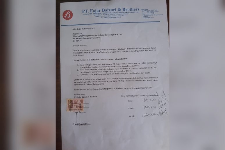 Selama 2 Hari Warga Dusun Bukit Setia Blokade Jalan Babah Dua, Ini Penyebabnya 2 Surat