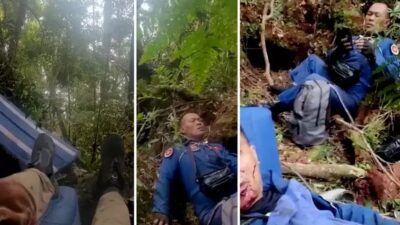 Evakuasi korban kecelakan helikopter yang ditumpangi Kapolda Jambi