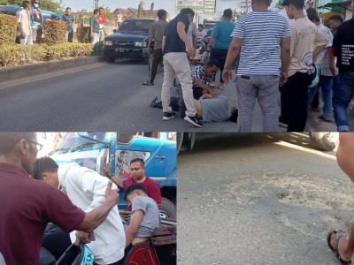 Lubang Maut di Jalan Lintas Nasional, Korban Kecelakaan Dilarikan Kerumah Sakit 1 Kecelakaan