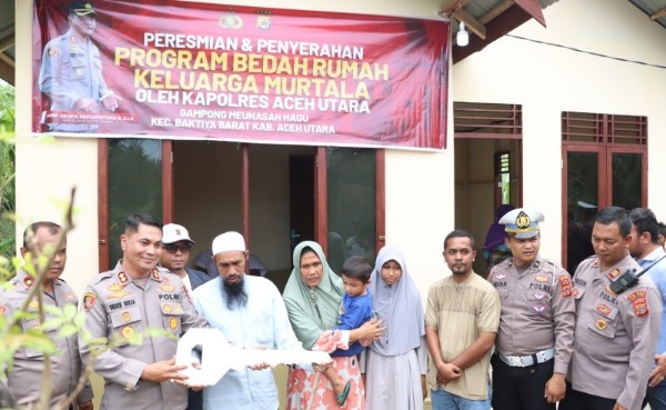 Serahkan Rumah Layak Huni untuk Murtala, Ini Kata Kapolres Aceh Utara 1 Kapolres