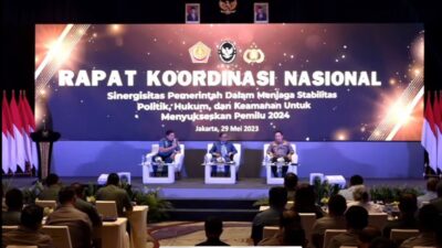 Screenshot video Rapat Koordinasi asional terkait Pemilu 2024 dan pembahasan mengenai kebocoran putusan MK oleh Denny Indrayana di di Hotel Westin, Jakarta Selatan, Senin (29/5/2023). (Foto: Video Youtube Menkopulhukam)