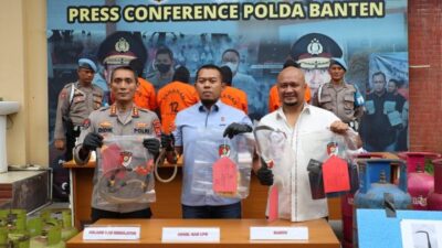 Polda Banten Berhasil Ungkap Praktik Oplosan Tabung Gas Elpiji 3 kg, 4 Pelaku Diamankan 5 Gas elpiji