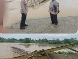 Sepekan Diguyur Hujan Jembatan Gantung Rangka Baja Krueng Nagan Desa Pulo ie Ambruk