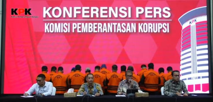 Pimpinan KPK Hadiri konferensi pers Penahanan tersangka Pemerasan di lingkungan Rutan Cabang KPK (Foto: Pasha Yudha Ernowo Infopublik.id/Youtube KPK)