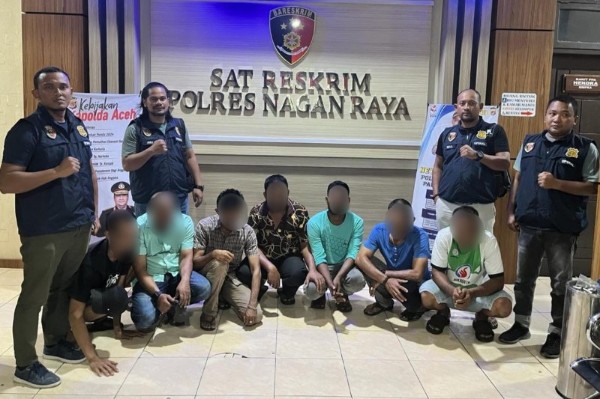 Polisi Gerebek Lokasi Perjudian, Tujuh Pelaku dan Uang Jutaan Rupiah Diamankan 1 Polres Nagan Raya