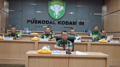 Kasdam IM Ikuti Rapat Virtual Bersama Pokja Pembentukan Batalyon PDR 3 Kodam