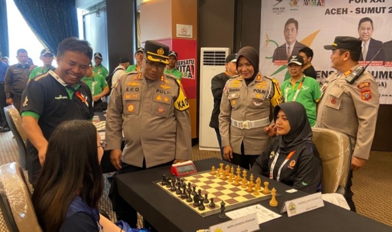 Kapolres Tanah Karo Buka Perlombaan Catur PON XXI Aceh-Sumut 1 Polres