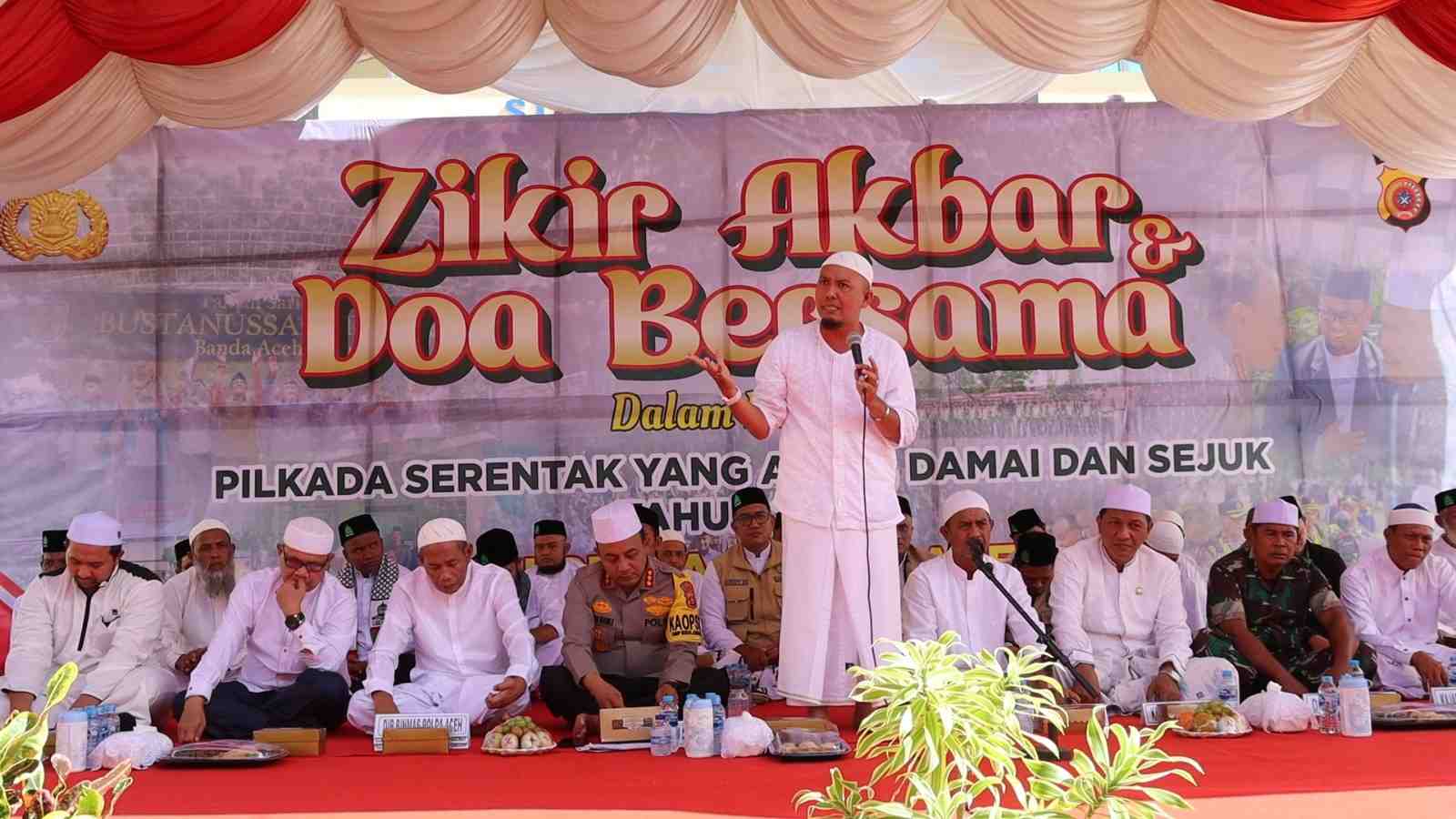 Mewujudkan Pilkada Damai 2024, Polresta Banda Aceh Gelar Zikir Akbar dan Doa Bersama 1 aceh