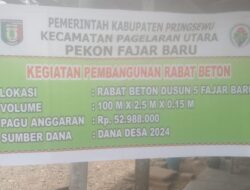 Pekon Fajar Baru Bangun Rabat Beton dan Sumur Bor DD 2024