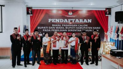 KPU Karo Terima Pendaftaran Paslon Bupati "Karo Erdilo" Antonius-Komando 1 Sumut
