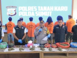 Kapolres Tanah Karo Gelar Konferensi Pers Pengungkapan Kasus Narkotika Jenis Ganja di Berastagi