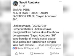 Beredarnya Akun Facebook Palsu Mengatasnamakan Wali Kota Lhokseumawe, Ini Klarifikasinya