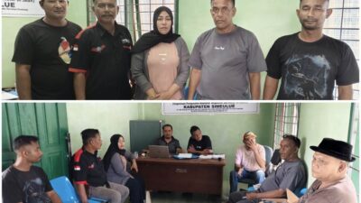 PSLS dan GMBI melakukan rapat dengan Pihak Organda Kabupaten Simeulue untuk menentukan tarif jasa angkutan barang, di ruang rapat Kantor DPC Organda Simeulue, areal terminal Sinabang. Kamis (19/06/2025). Foto : Komandaka/hariandaerah.com