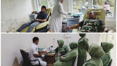 Kegiatan bakti kesehatan donor darah secara serentak yang dipantau langsung secara virtual oleh Panglima TNI, Jenderal TNI Agus Subiyanto, dalam rangka memperingati HUT ke-80 TNI tahun 2025, Minggu (21/09/2025). Foto : Hariandaerah/Komandaka