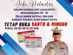 Sambut HUT Lalu Lintas Bhayangkara ke-70, Satlantas Polres Abdya Buka Layanan SIM dan Samsat di Akhir Pekan