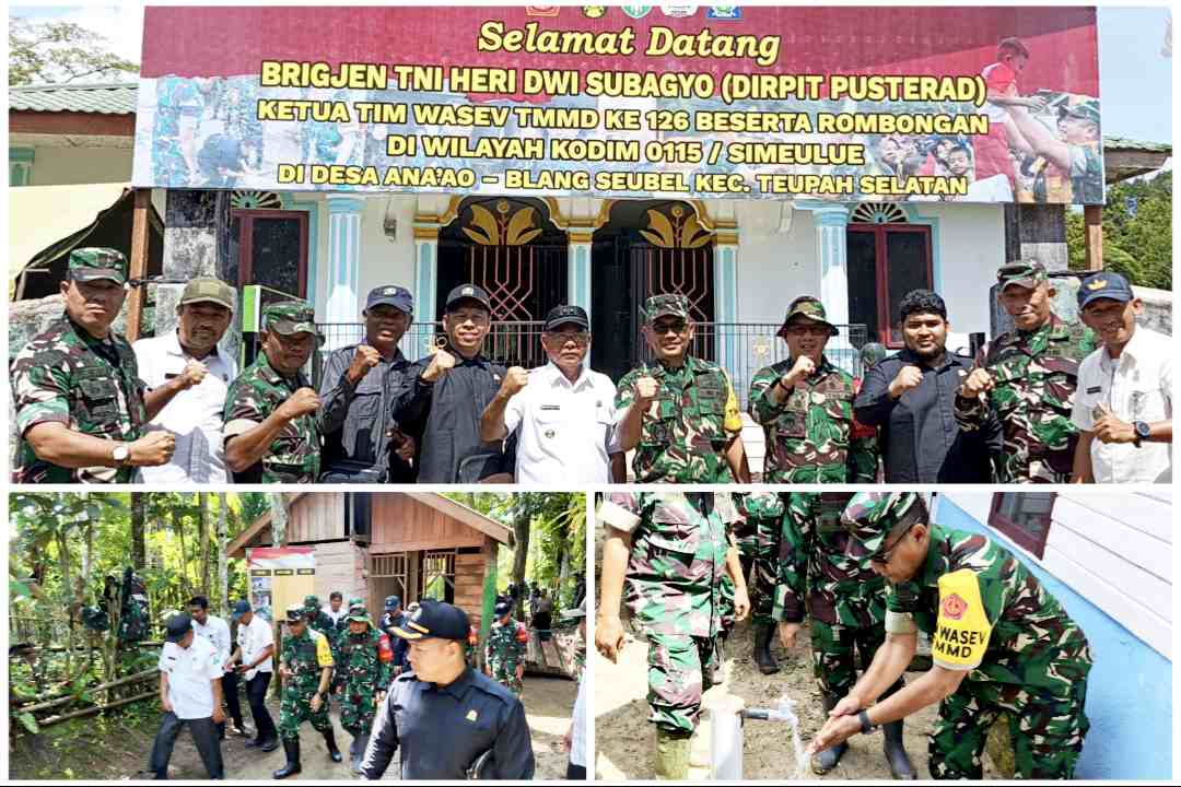 Brigjen TNI Heri Dwi Subagyo Tinjau Pelaksanaan TMMD Ke-126 di Simeulue 1 Direktur Pusat Informasi Teritorial Angkatan Darat (Pusterad), Brigjen TNI Heri Dwi Subagyo selaku Ketua Tim Pengawasan dan Evaluasi (Wasev) TMMD Reguler ke-126 Tahun 2025 meninjau langsung pelaksanaan kegiatan TMMD wilayah Kodim 0115/Simeulue, di Desa Ana’o, Kecamatan Teupah Selatan, Simeulue. Rabu (15/10/2025). Foto: ist