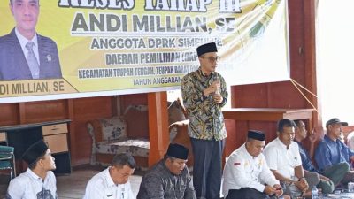 AMD Gelar Reses Tahap III Tahun Anggaran 2025 di Posko Relawan Desa Busung, Kecamatan Teupah Tengah, Rabu (22/10/2025). Foto : Komandaka/hariandaerah.com