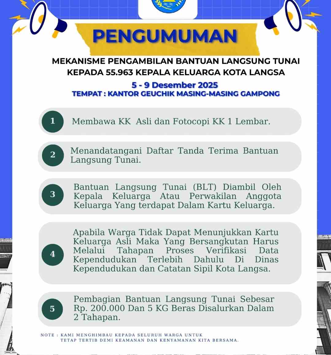 Pengambilan Bantuan Uang Tunai dan Beras di Kota Langsa Berlangsung Lima Hari 2 IMG 20251205 183915