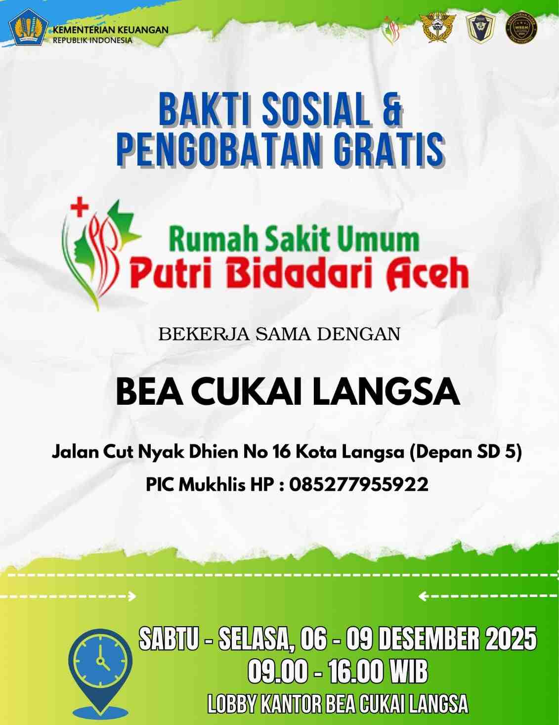 Bea Cukai Langsa dan RSU Putri Bidadari Aceh Gelar Bakti Sosial dan Pengobatan Gratis 2 IMG 20251205 192444