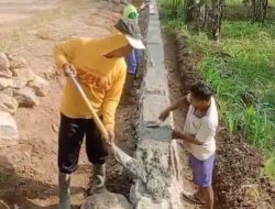 Kepala Kampung Sri Way Langsep Bangun TPT 150 Meter Secara Swadaya, Antisipasi Jalan Rawan Longsor