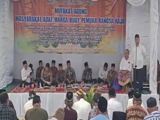 Mufakat Agung Digelar, Masyarakat Adat Buay Pemuka Bangsa Raja Soroti Perluasan Register 44 Way Kanan 1 IMG 20260530